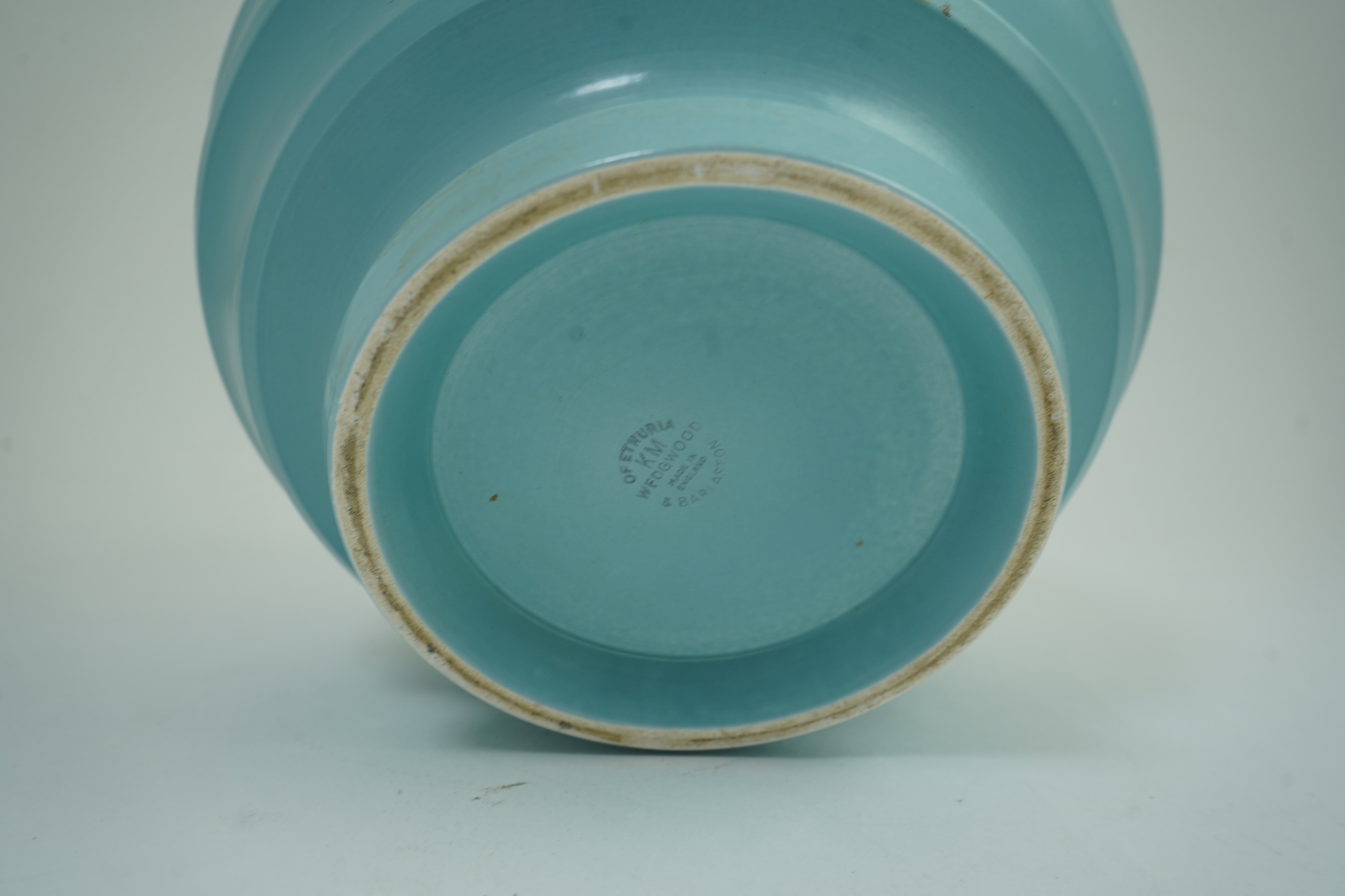 Keith Murray MC RDI FRIBA (New Zealand/British, 1892-1981) for Wedgwood: A matt blue glazed globe vase